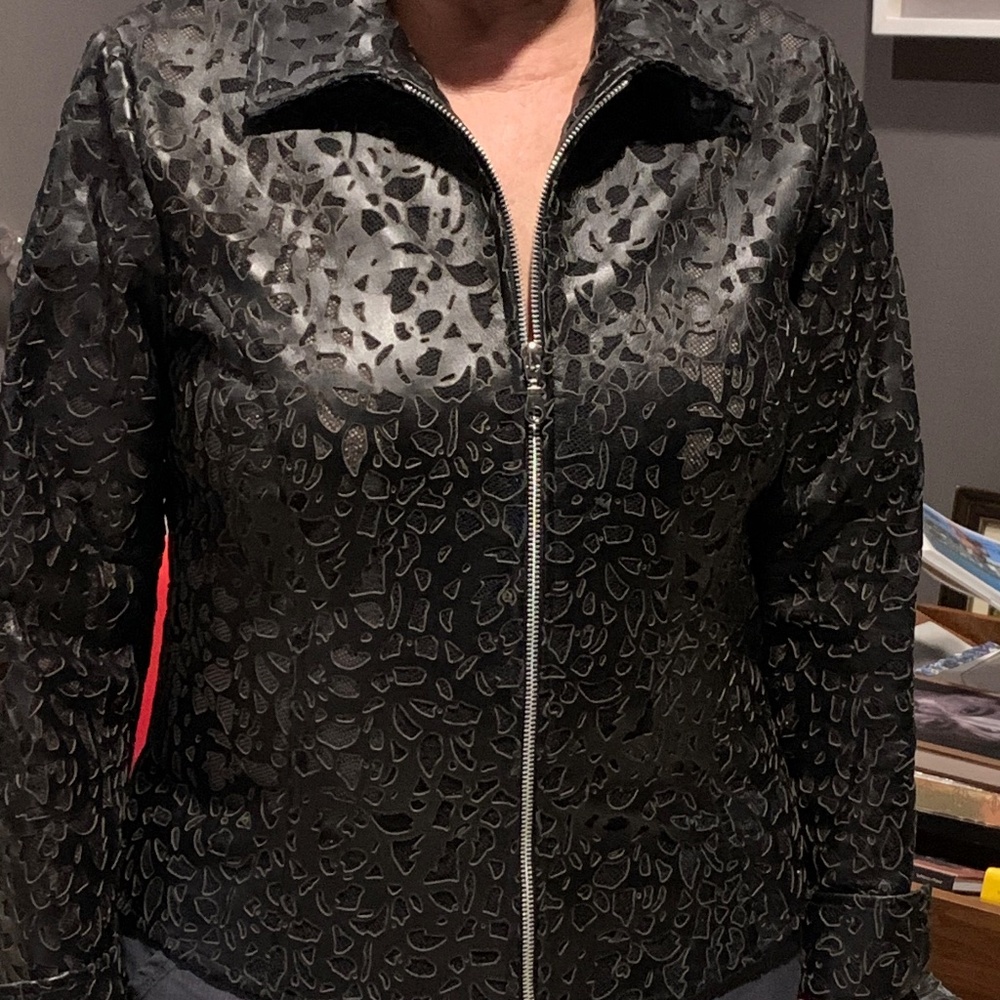 Leather cut out jacket